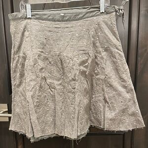 Fossil Green A-Line Skirt with Embroidery and Sequins